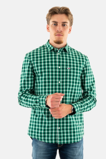 Chemise tommy jeans reg poplin l30 green malachite check