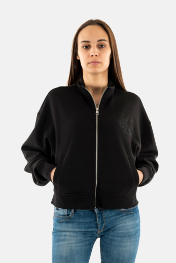 Sweat calvin klein jeans satin applique zip beh black