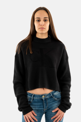 Sweat calvin klein jeans logo intarsia beh black