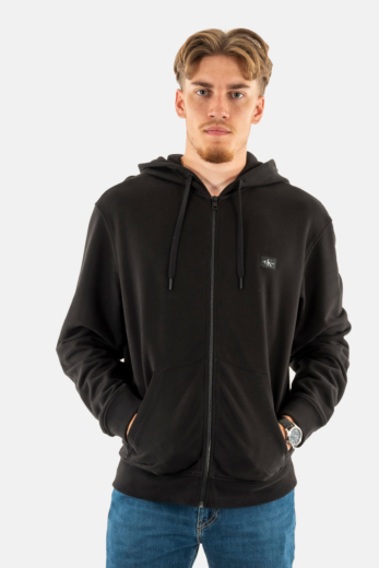 Sweat calvin klein jeans woven label zip beh black