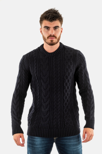 Pull hiver superdry jacob cable jumper 98t eclipse navy