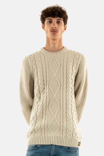 Pull hiver superdry jacob cable jumper 39e ecru