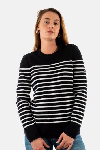 Pull hiver saint james bregançon r pop y navy/blan/tuli