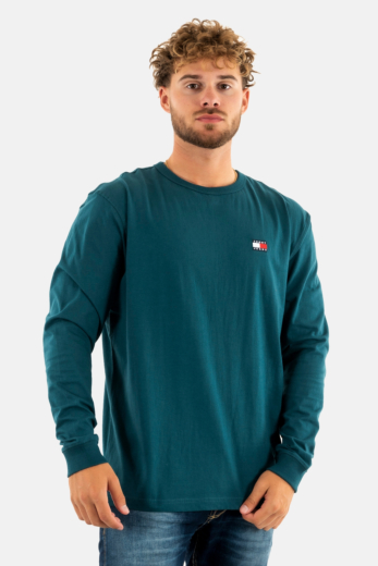 Tee shirt manches longues tommy jeans reg badge cwg deep seawater
