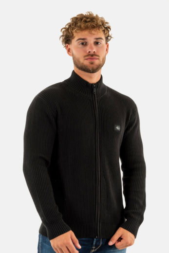 Gilets cardigans calvin klein jeans woven label zip beh black