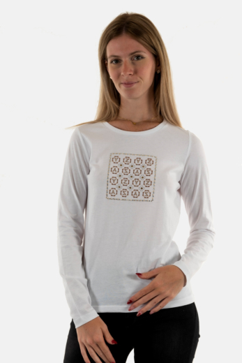 Tee shirt manches longues yes zee t021 s102 0101 bianco