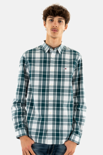 Chemise tommy jeans reg poplin check cwg deep seawater big check