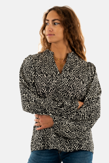 Chemisier ichi vera 203344 black ikat aop
