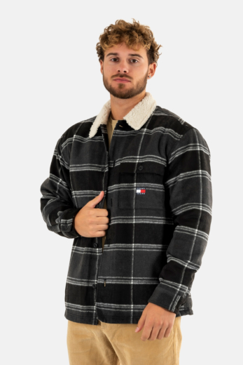 Blousons et vestes tommy jeans check sherpa bds black check