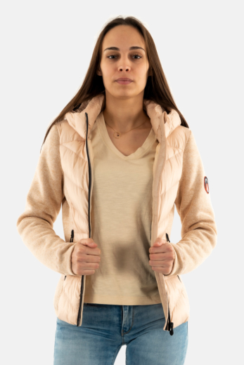 Gilets sans manche superdry hooded storm knit hybrid 2wv frappe beige