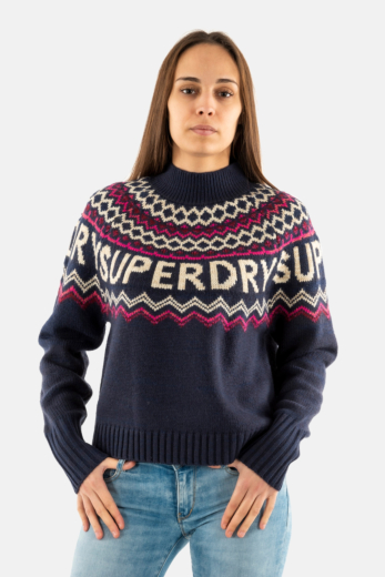 Pull hiver superdry fairisle b9r island navy multi