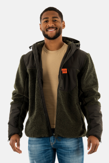 Blousons et vestes superdry hood expedition borg hybrid 1km surplus goods olive green