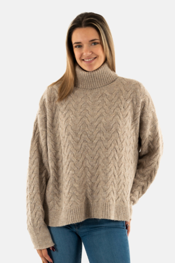 Pull hiver superdry lw cable roll b2r beige twist