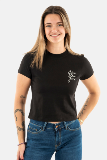 Tee shirt calvin klein jeans script institutional beh ck black