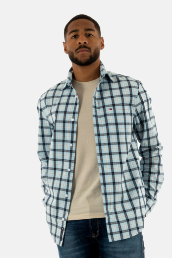 Chemise tommy jeans poplin check c3q sweet blue