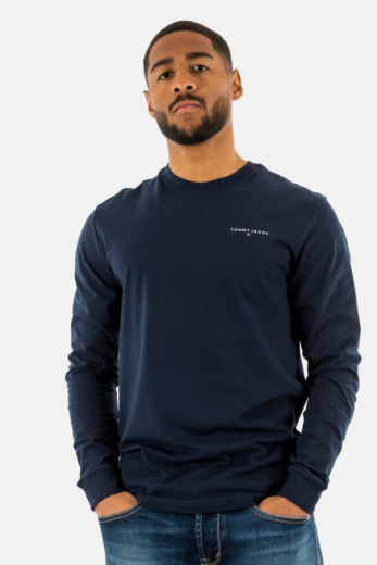 Tee shirt manches longues tommy jeans slim linear c1g dark night navy