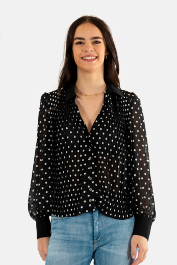 Chemisier morgan cpois noir/off white