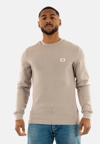 Tee shirt manches longues calvin klein jeans woven label waffle pan atmosphere