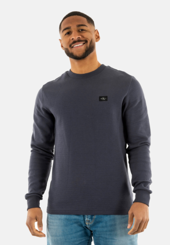 Tee shirt manches longues calvin klein jeans woven label waffle cge india ink
