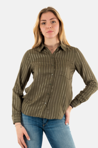 Chemisier only sabrina kalamata  w light gold foil stripe