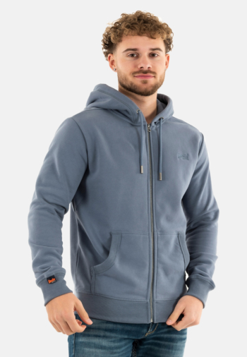 Sweat superdry essential logo zip 3kq heritage washed blue