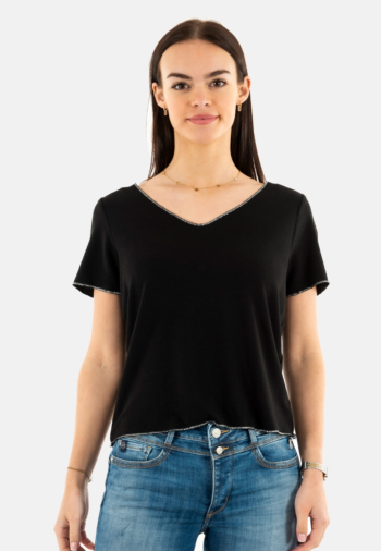 Tee shirt only hanna black silver glitter edges