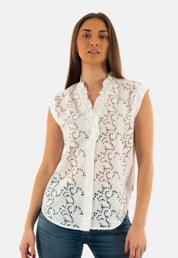 Chemisier manches courtes Le Temps Des Cerises bamba 1001 white