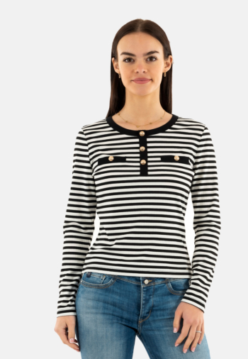 Tee shirt manches longues morgan 251-tscoop off white/noir