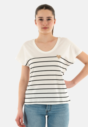 Tee shirt only emily cloud dancer black/emb. heart