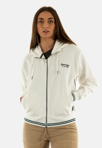 Sweat superdry country club velour zip 71d off white