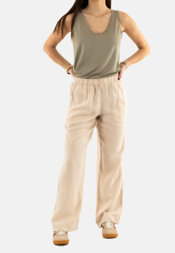 Pantalons superdry linen drawstring 2pq pumice stone beige