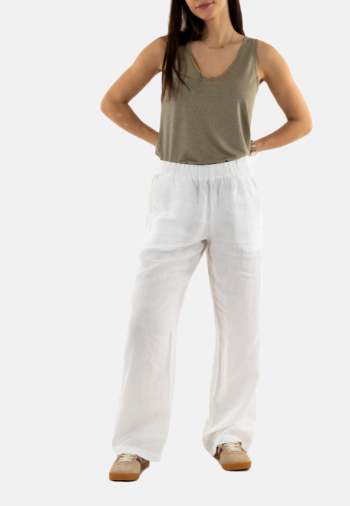 Pantalons superdry linen drawstring 04c white