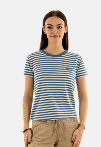 Tee shirt superdry essential logo str fitted 1in wedgewood blue stripe