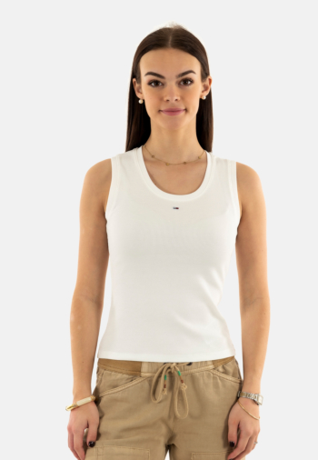 Debardeurs tommy jeans essential rib ta ybl ecru