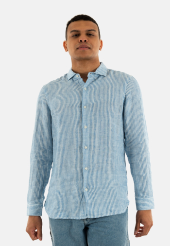Chemise superdry vacation l/s linen fwj azure blue stripe