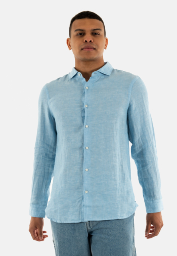 Chemise superdry vacation l/s linen f5p sea blue chambray