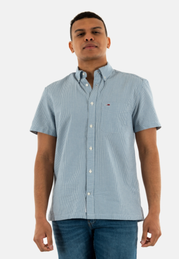 Chemise manches courtes tommy jeans reg seersucker s dy6 colorado blue stripes