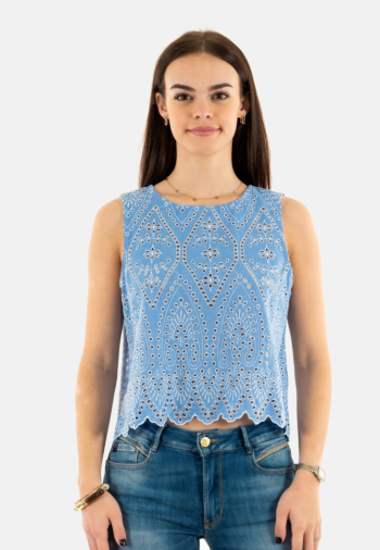 Debardeurs only tulum blue bonnet bright white emb.