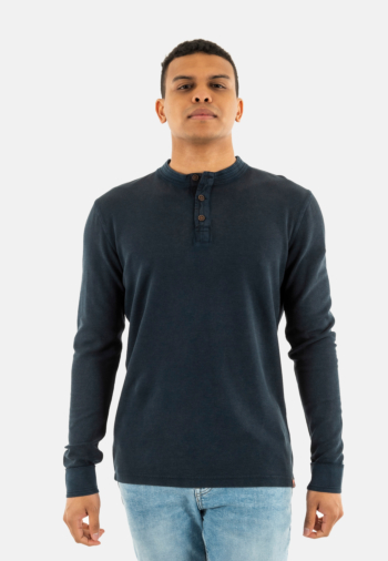 Tee shirt manches longues superdry lw textured grandad 98t eclipse navy