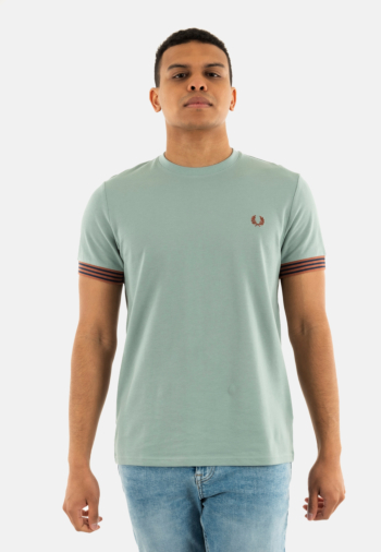 Tee shirt fred perry striped cuff x06 silver blue
