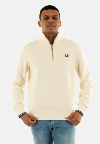 Sweat fred perry half zip y24 ecru/tennis blue