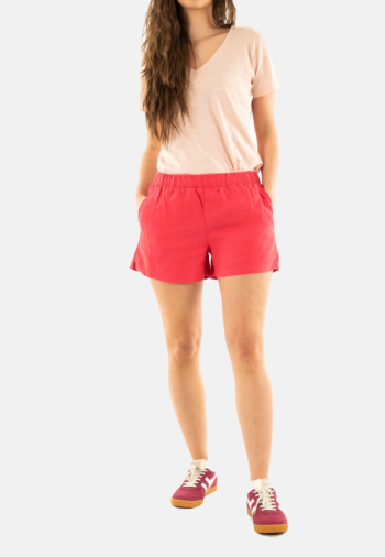 Short bermuda superdry linen drawstring py7 hyper fire coral