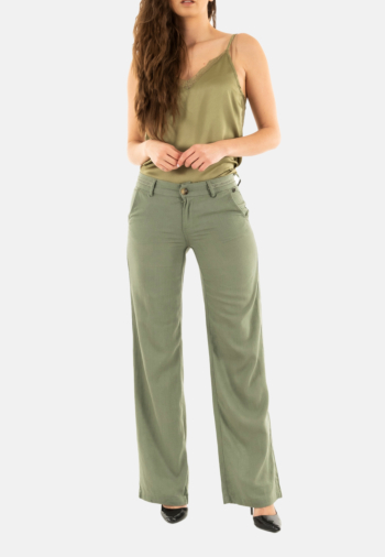 Pantalons freeman t. porter agatha plain linen lin24 f839 deep lichen green