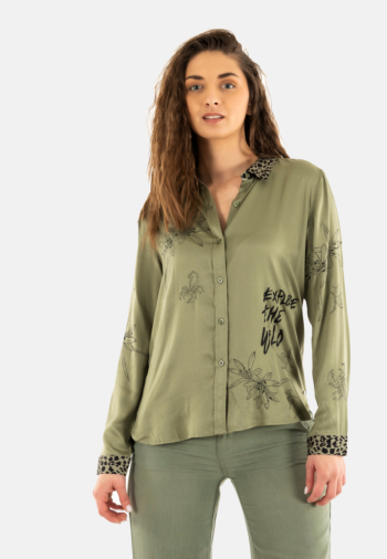 Chemisier freeman t. porter katy sahara trip cv12-s f839 deep lichen green