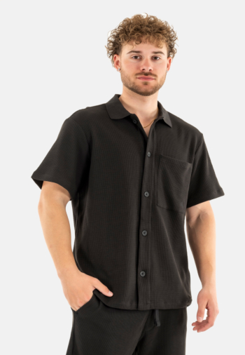 Chemise manches courtes calvin klein jeans chunky waffle beh ck black