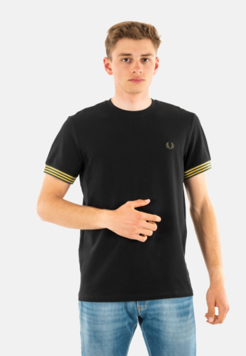 Tee shirt fred perry striped cuff r88 black