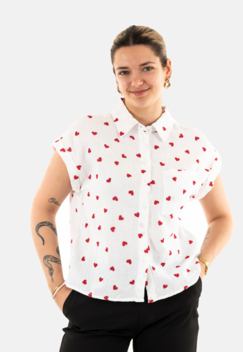 Chemisier manches courtes only thyra bright white w equestrian red heart