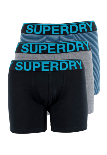 Calecons et slips superdry boxer triple pack czr navy/blue stripe/navy feeder
