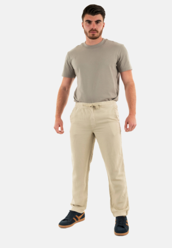 Pantalons superdry merchant linen s1f abbey stone