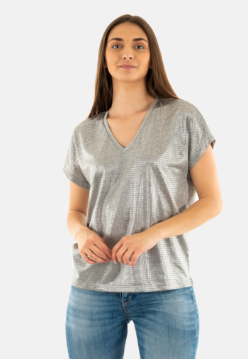 Tee shirt only mirinda light grey melange silver metallic